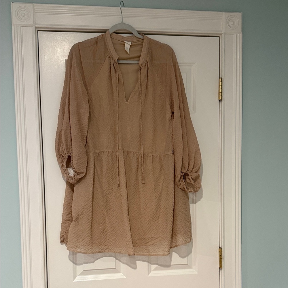 Tan Long-Sleeve Dress